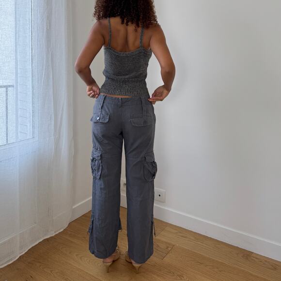 Vintage Euro slate gray low-rise cargo pants with flap pockets (Small) - Picture 4 of 7